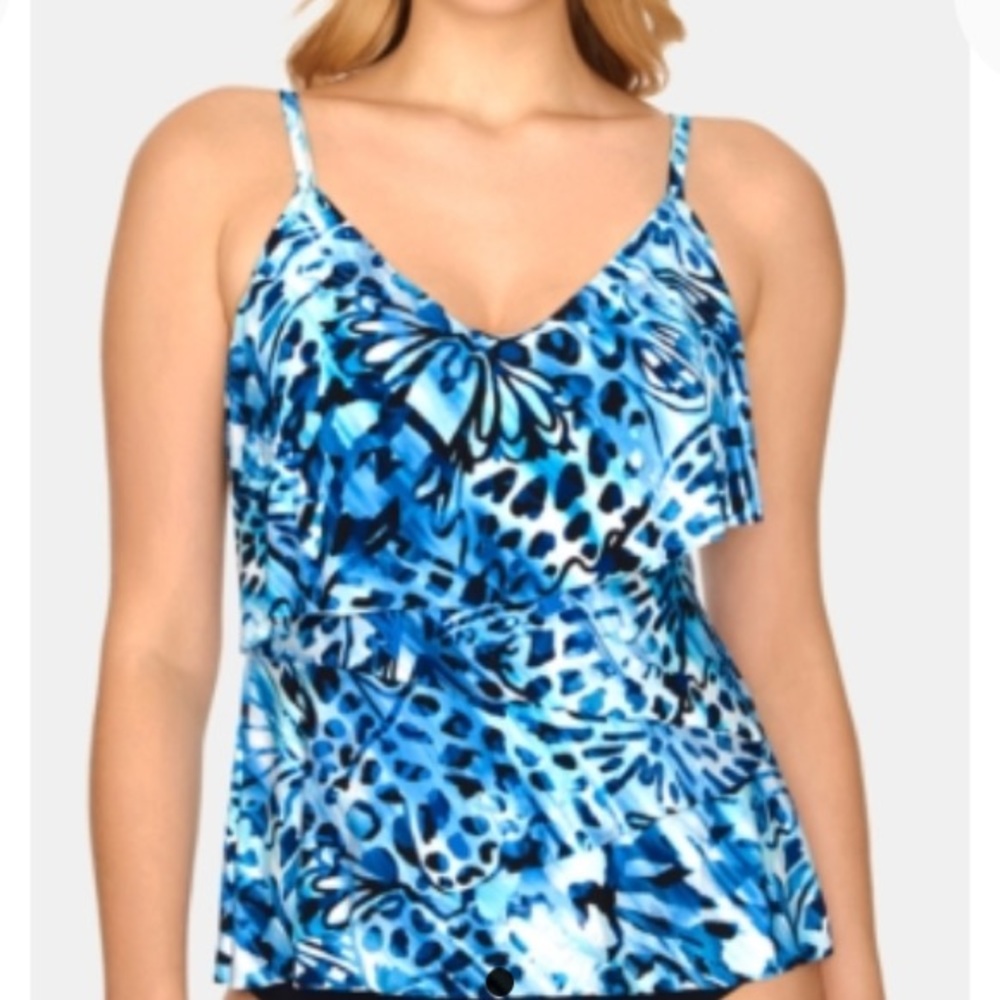 NEW Magicsuit Monarch Chloe Tankini Swimsuit Bathing Suit Top, Size 10, Blue